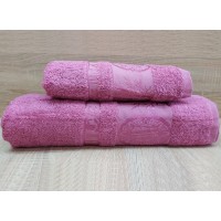 Набор бамбуковых махровых полотенец турецких Zeron 50х90+70х140 Bamboo Agaс Desen розовый 1