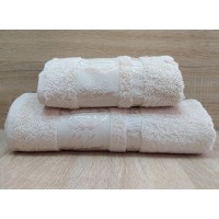 Набор бамбуковых махровых полотенец турецких Zeron 50х90+70х140  Bamboo Agaс Desen бежевый 3
