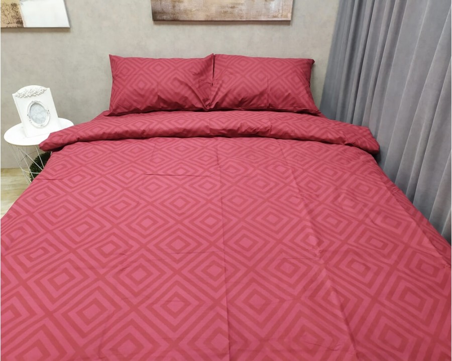 Постельное белье LARA бязь d11185s Ромб Red семейное