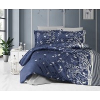 Турецкое постельное белье First Choice Cotton Satin Living Navy Blue евро