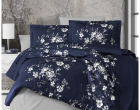 Турецкое постельное белье First Choice Cotton Satin Arya Navy blue евро