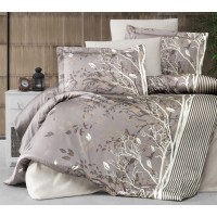 Турецька постільна білизна First Choice Cotton Satin Living Brown євро