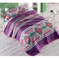 Покрывало стеганое Eponj Home Rug fusya 200х220 с наволочками 50х70