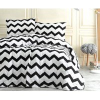 Покрывало стеганое Eponj Home BW Small Zigzag 200х220 с наволочками 50х70