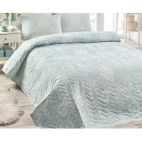 Покрывало стеганое Eponj Home Kralice Mint 200х220 с наволочками 50х70