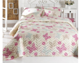 Покрывало стеганое Eponj Home Popillon A.Krem 200х220 с наволочками 50х70