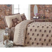 Покрывало стеганое Eponj Home Fil Kahve 200х220 с наволочками 50х70
