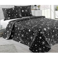 Покрывало стеганое Eponj Home BW Halley Siyah 200х220 с наволочками 50х70