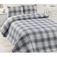 Покривало стьобане Eponj Home Burberry Siyah 200х220 з наволочками 50х70