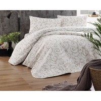 Покрывало стеганое Eponj Home Merle Krem 200х220 с наволочками 50х70