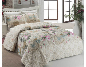 Покрывало стеганое Eponj Home Angel Bej 200х220 с наволочками 50х70