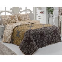 Покрывало стеганое Eponj Home Minerva Kahve 200х220 с наволочками 50х70