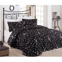 Покрывало стеганое Eponj Home BW Melodiy Siyah 200х220 с наволочками 50х70