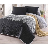 Покрывало стеганое Eponj Home Artful Siyah 200х220 с наволочками 50х70