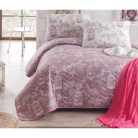 Покрывало стеганое Eponj Home  Samyeli Lila 200х220 с наволочками 50х70