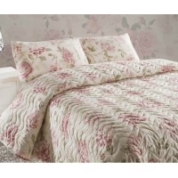 Покривало стьобане Eponj Home Care Pembe 200х220 з наволочками 50х70