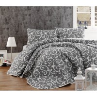 Покрывало стеганое Eponj Home BW Merle siyah 200х220 с наволочками 50х70