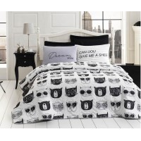 Покривало стьобане Eponj Home BW Melone siyah-beyaz 200х220 з наволочками 50х70