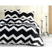 Покрывало стеганое Eponj Home BW Big Zigzag 200х220 с наволочками 50х70
