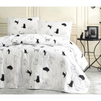 Покрывало стеганое Eponj Home BW Patte 160х220 с наволочкой 50х70