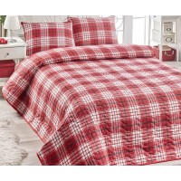 Покрывало стеганое Eponj Home Burberry Kirmizi 160х220 с наволочкой 50х70
