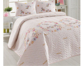 Покрывало стеганое Eponj Home Unicornlar Pembe 3 200х220 с наволочками 50х70