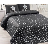 Покрывало стеганое Eponj Home White Star Siyah 160х220 с наволочкой 50х70