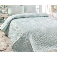 Покривало стьобане Eponj Home Kralice Mint 160х220 з наволочкою 50х70