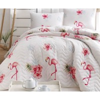 Покрывало стеганое Eponj Home Flamenco Krem 160х220 с наволочкой 50х70