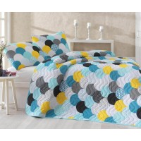 Покрывало стеганое Eponj Home Damla Mint 160х220 с наволочкой 50х70