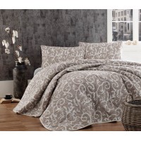 Покривало стьобане Eponj Home Merle Bej 160х220 з наволочкою 50х70