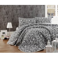 Покривало стьобане Eponj Home BW Merle Siyah 160х220 з наволочкою 50х70
