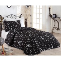 Покрывало стеганое Eponj Home BW Melodiy Siyah 160х220 с наволочкой 50х70