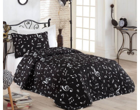 Покрывало стеганое Eponj Home BW Melodiy Siyah 160х220 с наволочкой 50х70