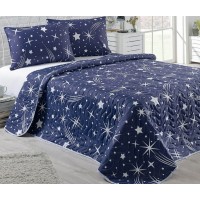 Покрывало стеганое Eponj Home Halley Lacivert 160х220 с наволочкой 50х70