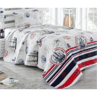 Покривало стьобане Eponj Home Fairway Kirmizi 160х220 з наволочкою 50х70