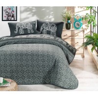 Покрывало стеганое Eponj Home Elepante Antrasit Fume 160х220 с наволочкой 50х70
