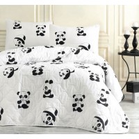 Покрывало стеганое Eponj Home BW Panda 160х220 с наволочкой 50х70