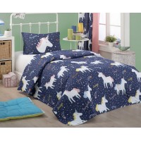 Покрывало стеганое Eponj Home Magic Unicorn Laci 160х220 с наволочкой 50х70