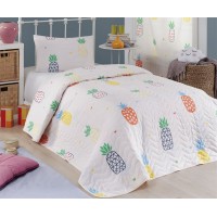 Покрывало стеганое Eponj Home Joke Ananas Krem 160х220 с наволочкой 50х70