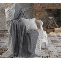 Плед-покрывало хлопковое Eponj Home Keten Etnik Siyah 170х220