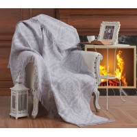 Плед-покрывало хлопковое Eponj Home Keten Damask Gri 170х220