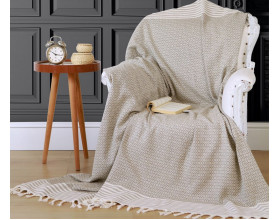 Плед-покрывало хлопковое Eponj Home Keten Etnik Hardal 170х220