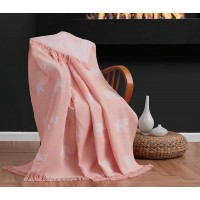 Плед-покрывало хлопковое Eponj Home Keten Fil Pudra 170х220