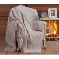 Плед-покрывало хлопковое Eponj Home Keten Damask Bej 170х220