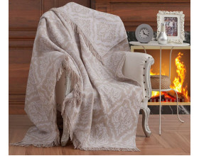 Плед-покрывало хлопковое Eponj Home Keten Damask Bej 170х220
