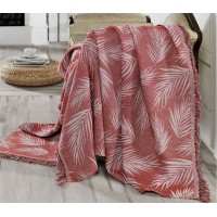 Плед-покривало бавовняне Eponj Home Keten Palmiye Kiremit 170х220