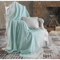 Плед-покривало бавовняне Eponj Home Keten Etnik SuYesili 170х220