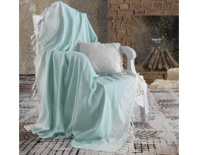 Плед хлопковый Eponj Home Keten Etnik SuYesili 170х220