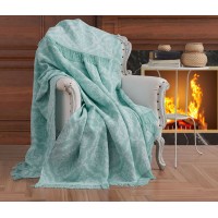 Плед-покривало бавовняне Eponj Home Keten Damask SuYeşili 170х220